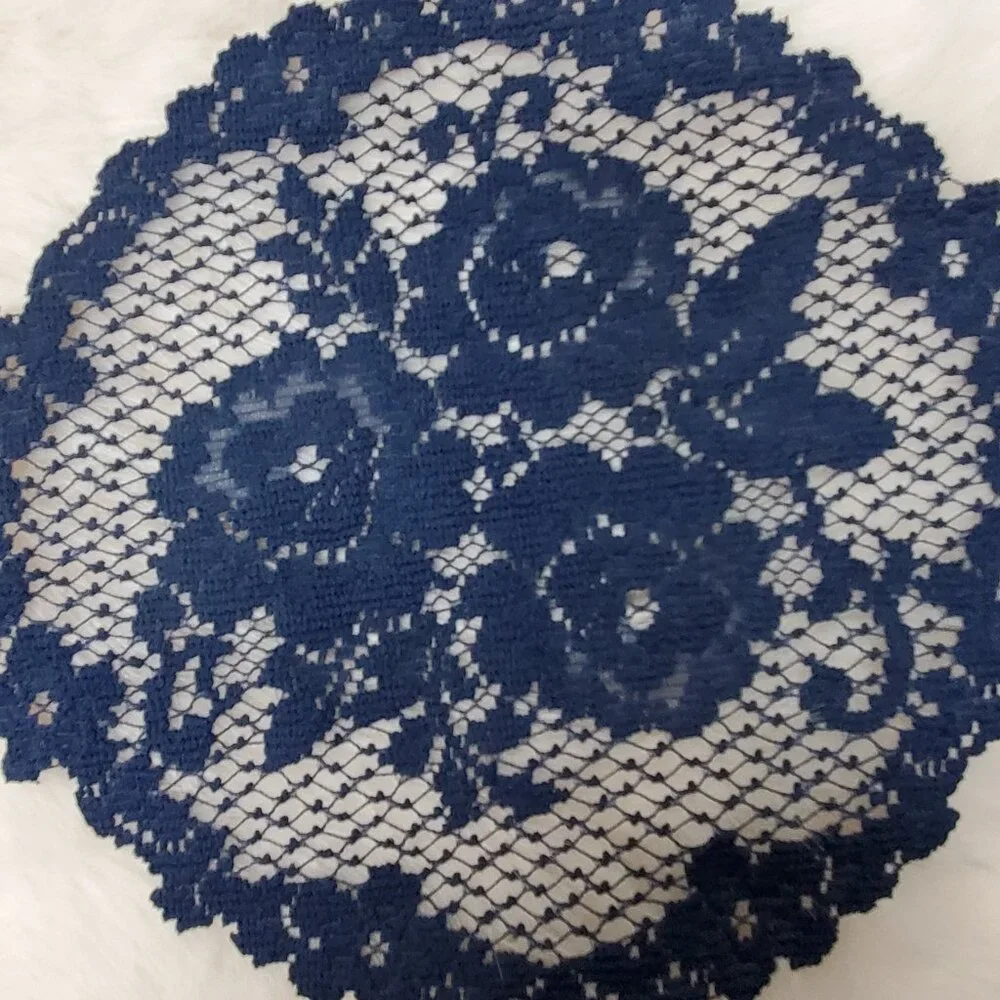 Elegant Blue Round Lace Doily